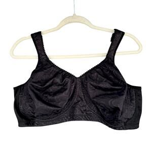 Playtex 18 Hour Black Floral Pattern Wide‎ Straps Full Coverage Bra 44DD